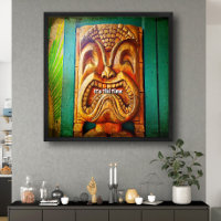 Tiki Time Fierce Vintage Retro Bold Wood Tiki Face