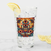 Tiki Time Glass Cup