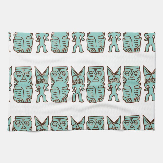 Tiki Time in Aqua Tea Towel (Horizontal)