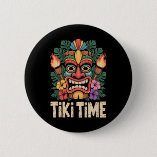 Tiki Time Luau Party Tropical Summer Vibes 1 6 Cm Round Badge