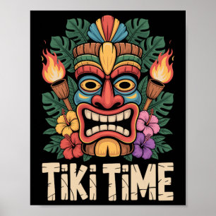 Tiki Time Luau Party Tropical Summer Vibes 1  Poster