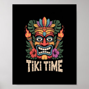 Tiki Time Luau Party Tropical Summer Vibes  Poster