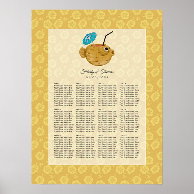 Tiki Time Luau Summer Beach Wedding Poster (Front)