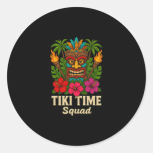 Tiki Time Squad Tropical Hawaiian Party Classic Round Sticker