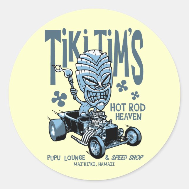 Tiki Tim's Classic Round Sticker (Front)
