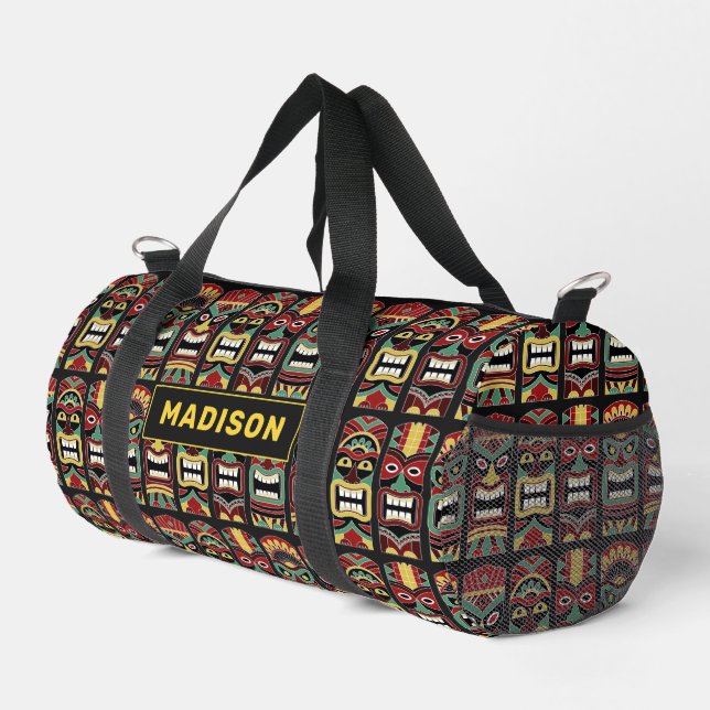 Tiki Totems custom name Duffle Bag (Right Corner)