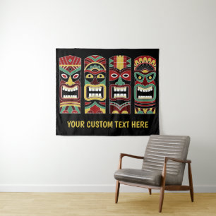Tiki Totems custom text tapestry