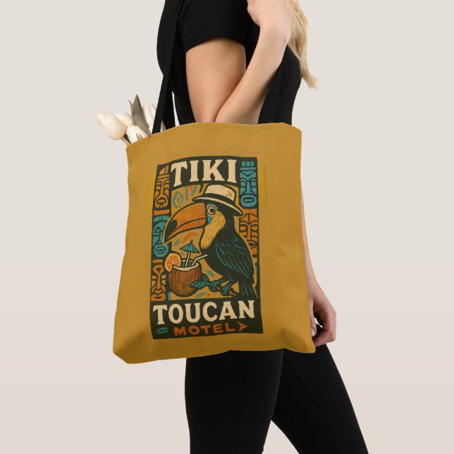 Tiki Toucan Motel  – Retro Tote Bag (Close Up)