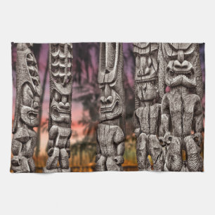 Tiki Tribal Council, Big Island Hawaii, Tea Towel