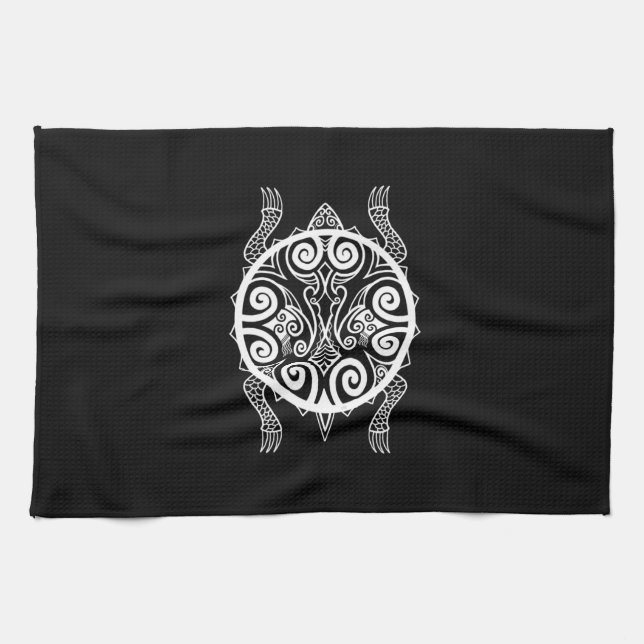 Tiki Warrior Turtle Tattoo Tea Towel (Horizontal)
