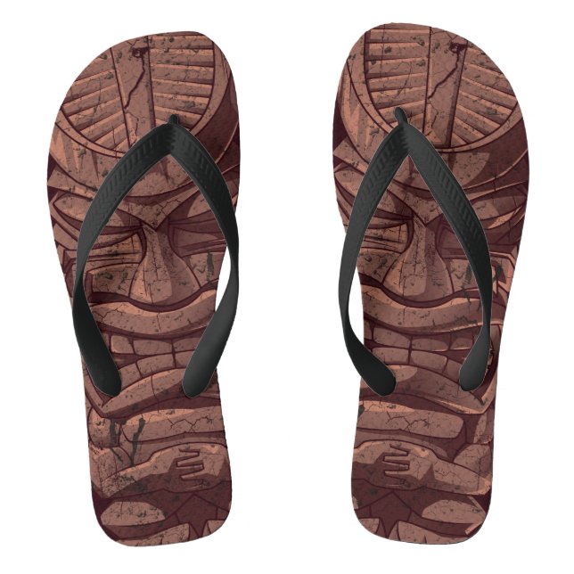 Tiki Wooden Statue Totem Sculpture Thongs (Footbed)