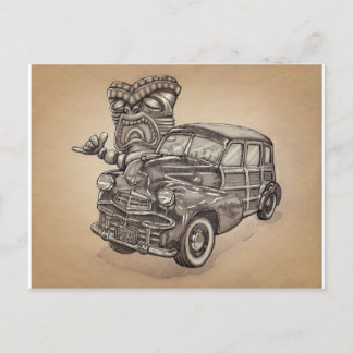Tiki Woodie Postcard