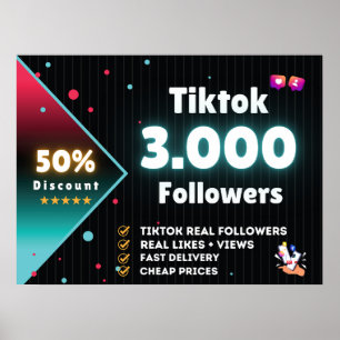 Tiktok 3.000 Followers   Buy Tiktok Followers Poster