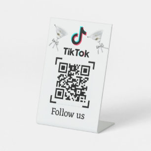 TikTok Follow Bar Elegant Forest Green Pedestal Sign