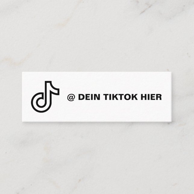Tiktok Visitenkarte Selbst Gestalten Schwarz Weiß Mini Business Card (Front)