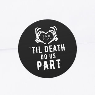 Til Death Black Skeleton Wedding Classic Round Sticker