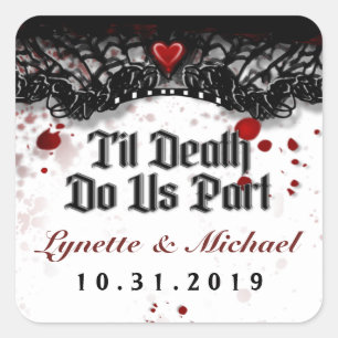 Til Death Blood Splatter Halloween Square Wedding Square Sticker
