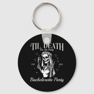 Til Death Do Party Retro Halloween Bachelorette Key Ring