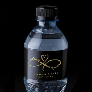 Til Death Do Us Part Black & Gold Infinity Symbol Water Bottle Label