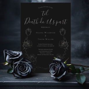 Til Death Do Us Part Black Grey Gothic Wedding Invitation