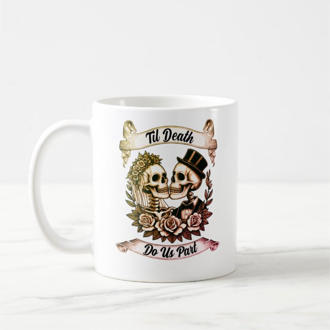 Til Death Do Us Part: Bride & Groom Skeleton Coffee Mug (Left)