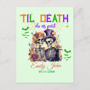 Til Death Do Us Part Eternal Love Halloween Skull Postcard