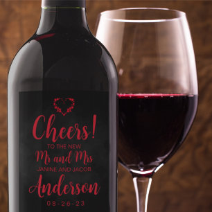 Til Death Do Us Part Gothic Black and Red Wine Label