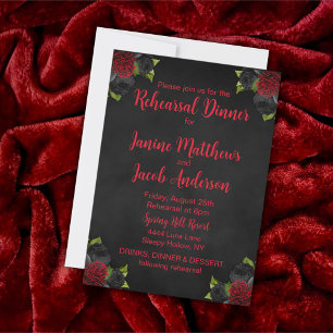 Til Death Do Us Part Gothic Black/Red Rehearsal  Invitation