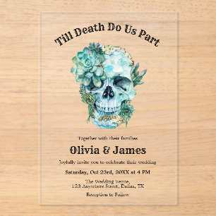 Til Death Do Us Part Gothic Halloween Wedding  Acrylic Invitations