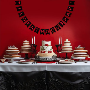 Til Death Do Us Part Gothic Moody Black and Red Bunting