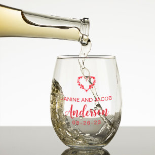 Til Death Do Us Part Gothic Moody Black and Red Stemless Wine Glass