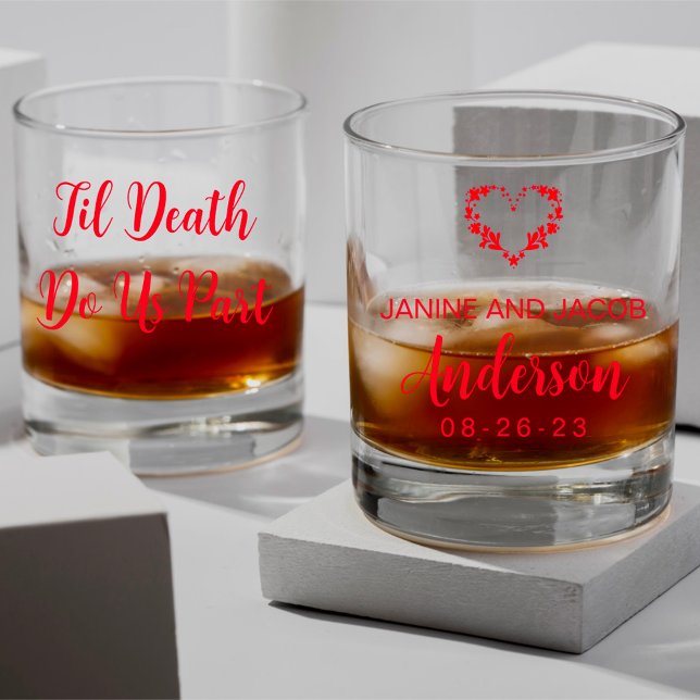 Til Death Do Us Part Gothic Moody Black and Red  Whiskey Glass (Creator Uploaded)