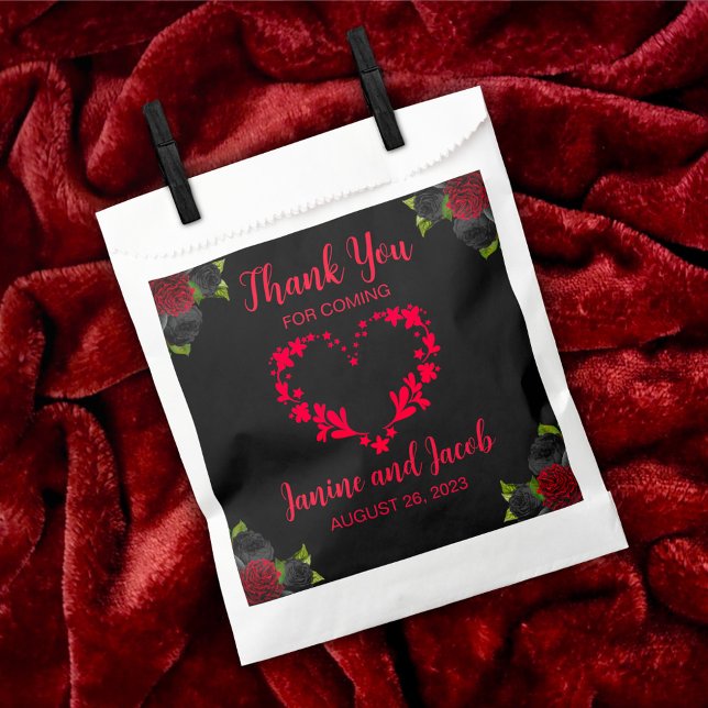 Til Death Do Us Part Gothic Red and Black Roses Favour Bag (Creator Uploaded)