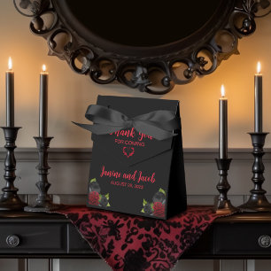 Til Death Do Us Part Gothic Red and Black Roses Favour Box