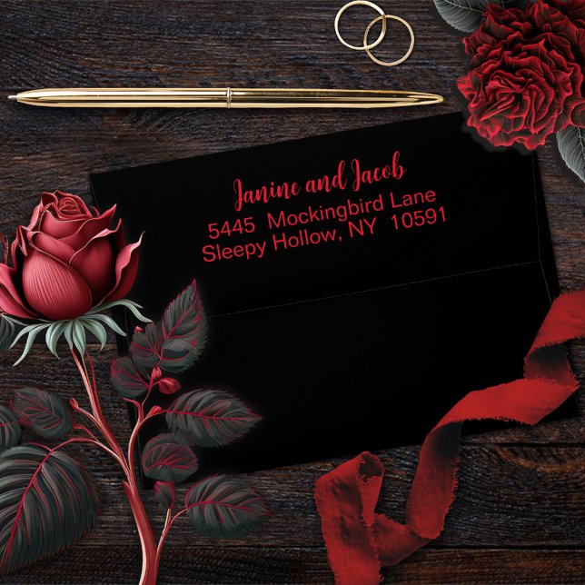 Til Death Do Us Part Gothic Red Roses Wedding Envelope (Creator Uploaded)