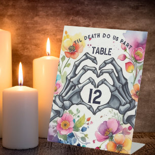 Til Death Do Us Part Gothic Wedding Table Number Pedestal Sign