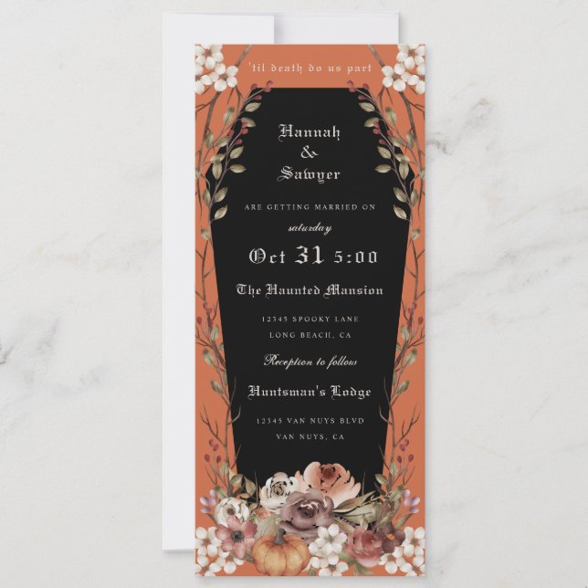 'Til Death Do Us Part Halloween Wedding Coffin Inv Invitation (Front)