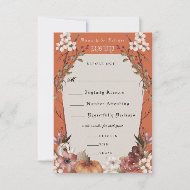 'Til Death Do Us Part Halloween Wedding RSVP Card (Front)