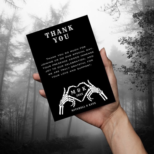 Til Death Do Us Part Heart Hand Black Wedding Thank You Card (Til Death Do Us Part Heart Hand Black Wedding Thank You Card
)