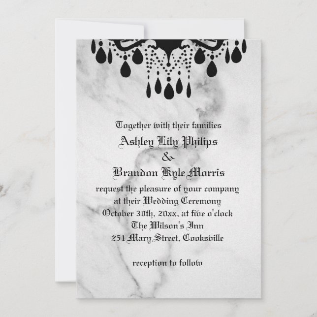 Til Death Do Us Part Marble Wedding Invitation (Front)