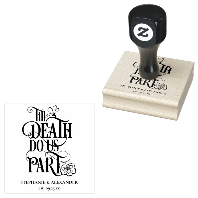 Til Death Do Us Part Names Date Wedding Rubber Stamp (Stamped)