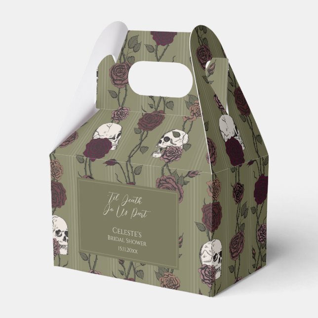 ’Til Death Do Us Part Olive Green Gothic Wedding Favour Box (Front Side)
