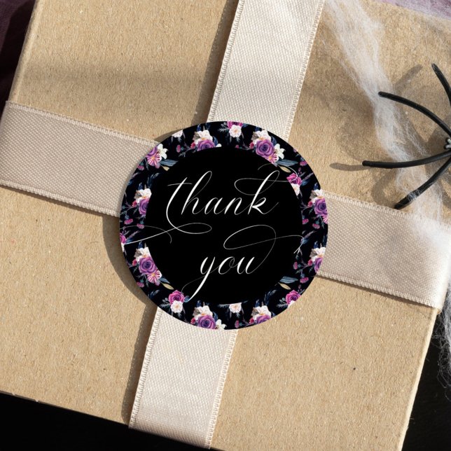 'Til Death Do Us Part Purple & Black Thank You Classic Round Sticker (Creator Uploaded)