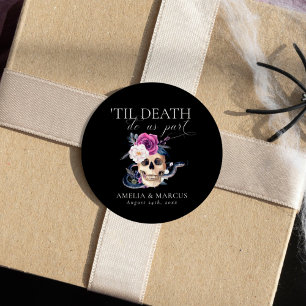 'Til Death Do Us Part Purple & Black Wedding Classic Round Sticker