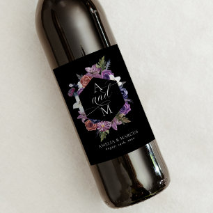 'Til Death Do Us Part Purple & Black Wedding Wine Label