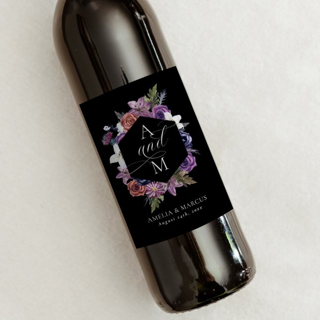 'Til Death Do Us Part Purple & Black Wedding Wine Label (Creator Uploaded)