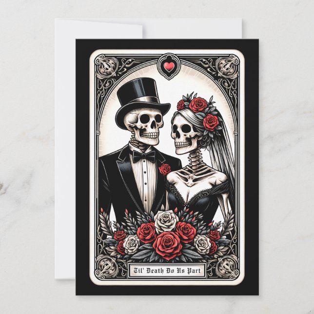 Til Death Do Us Part Roses Tarot Wedding Invitation (Front)