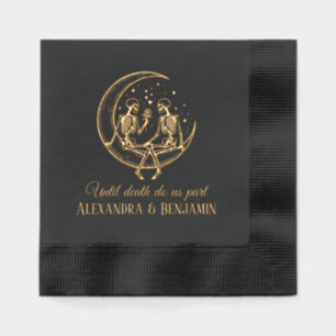 Til Death Do Us Part Skeleton Couple Crescent Moon Foil Napkins
