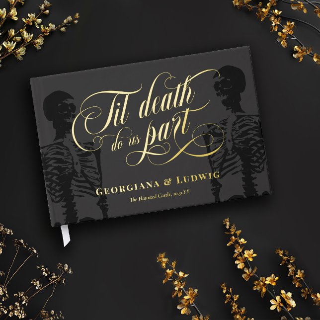 Til Death Do Us Part Skeleton Elegant Goth Wedding Guest Book (Creator Uploaded)