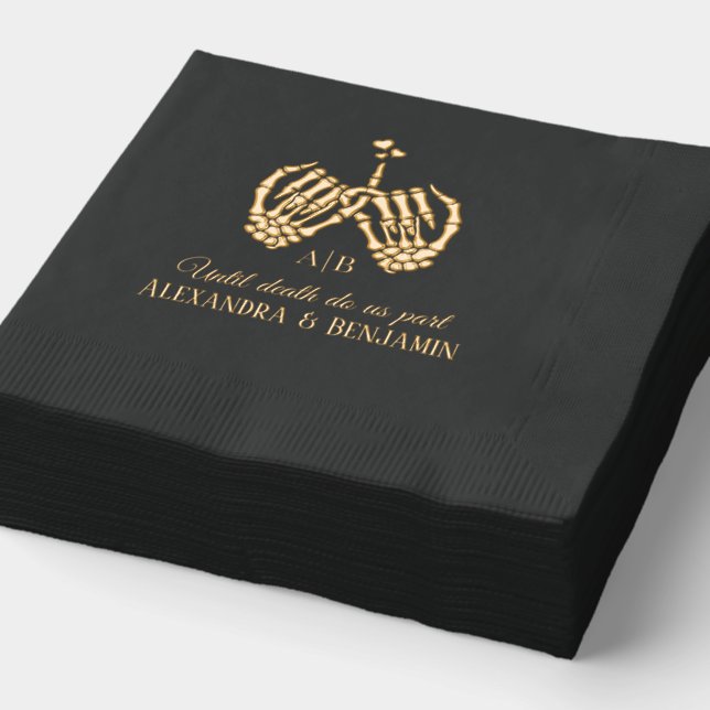 Til Death Do Us Part Skeleton Hands Pinky Swear #2 Foil Napkins (Detail)